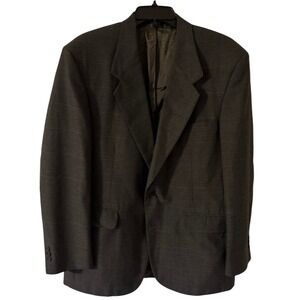 Towncraft Mens 42R Grey Plaid Two Button Blazer Sport Coat Jacket (B28)